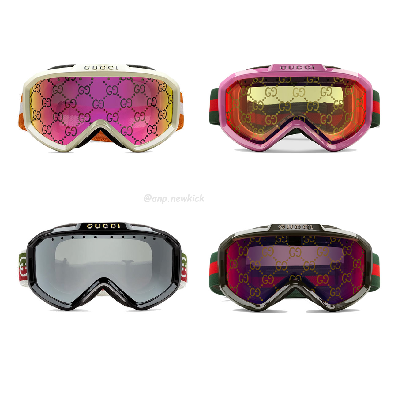 Gucci Ski Goggle Black Pink Olive Green White (1) - newkick.org